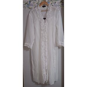 Bed of Roses NWOT Large White 3 Piece Midi Sheer Romantic Honeymoon Lingerie